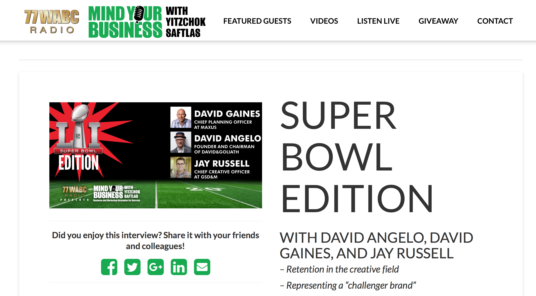 WABC Radio 'Super Bowl'