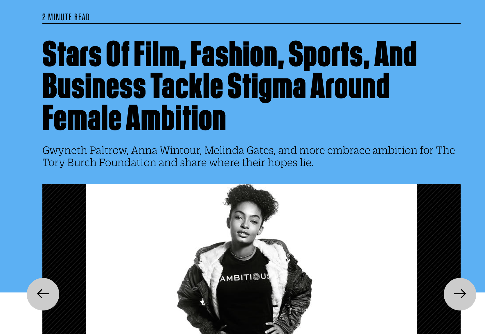 Fast Company 'Stars of Film, Fashion, Sports, and Business Tackle Stigma Around Female Ambition'