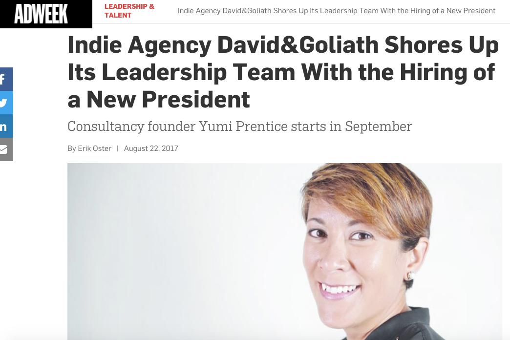 Adweek: Yumi Prentice Joins D&G as President