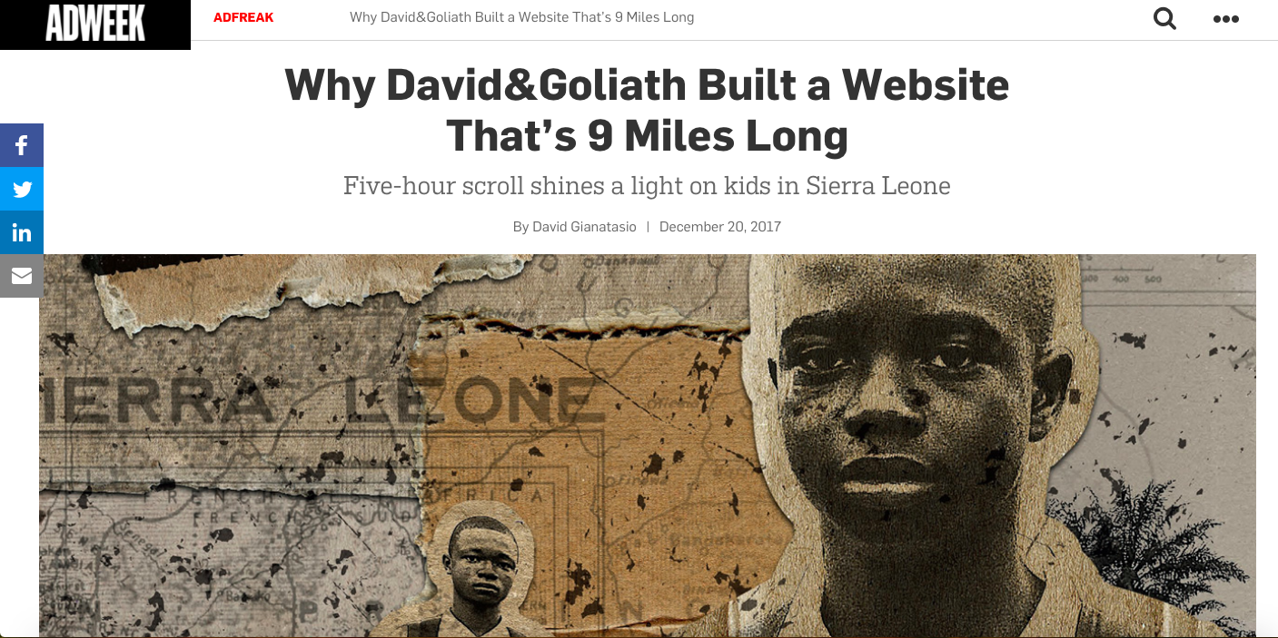 Adweek: Why David&Goliath Built a Website That’s 9 Miles Long