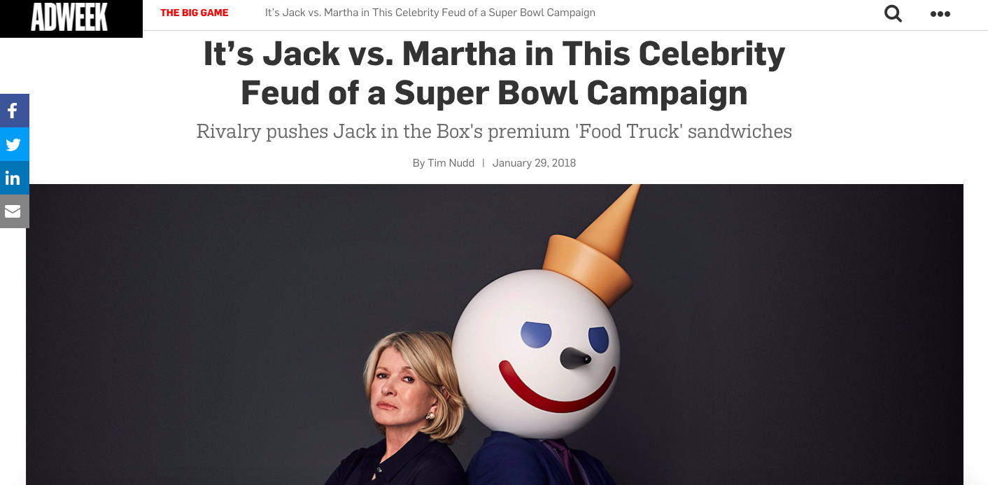 Adweek: Jack in the Box Super Bowl Campaign