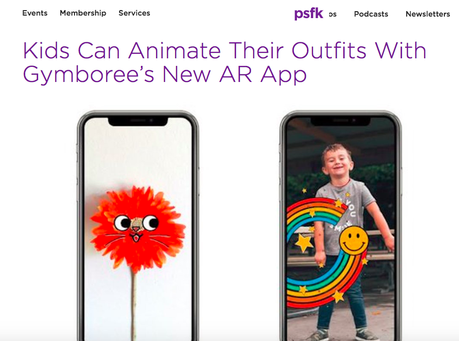 PSFK: Kids Can Animate Their Outfits With Gymboree’s New AR App