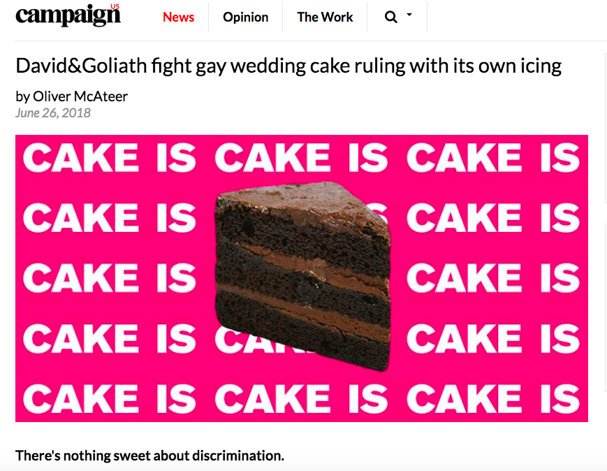 David&Goliath fight gay wedding cake ruling with its own icing