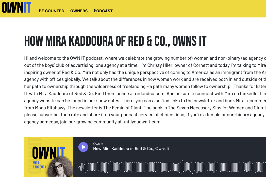 OWN IT Podcast: Mira Kaddoura, Red &amp; Co.