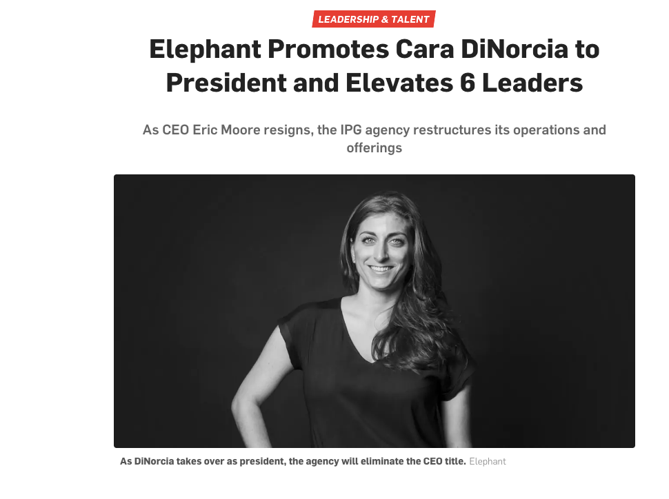 Adweek: Leadership Changes at IPG's Elephant