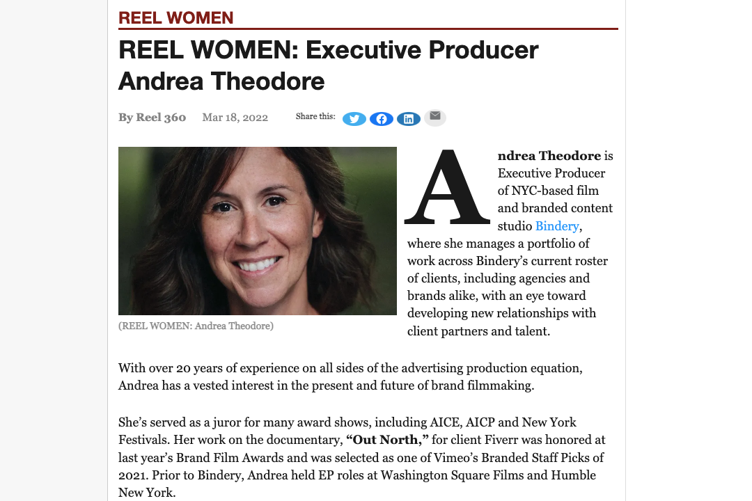 REEL Women: Andrea Theodore, EP, Bindery