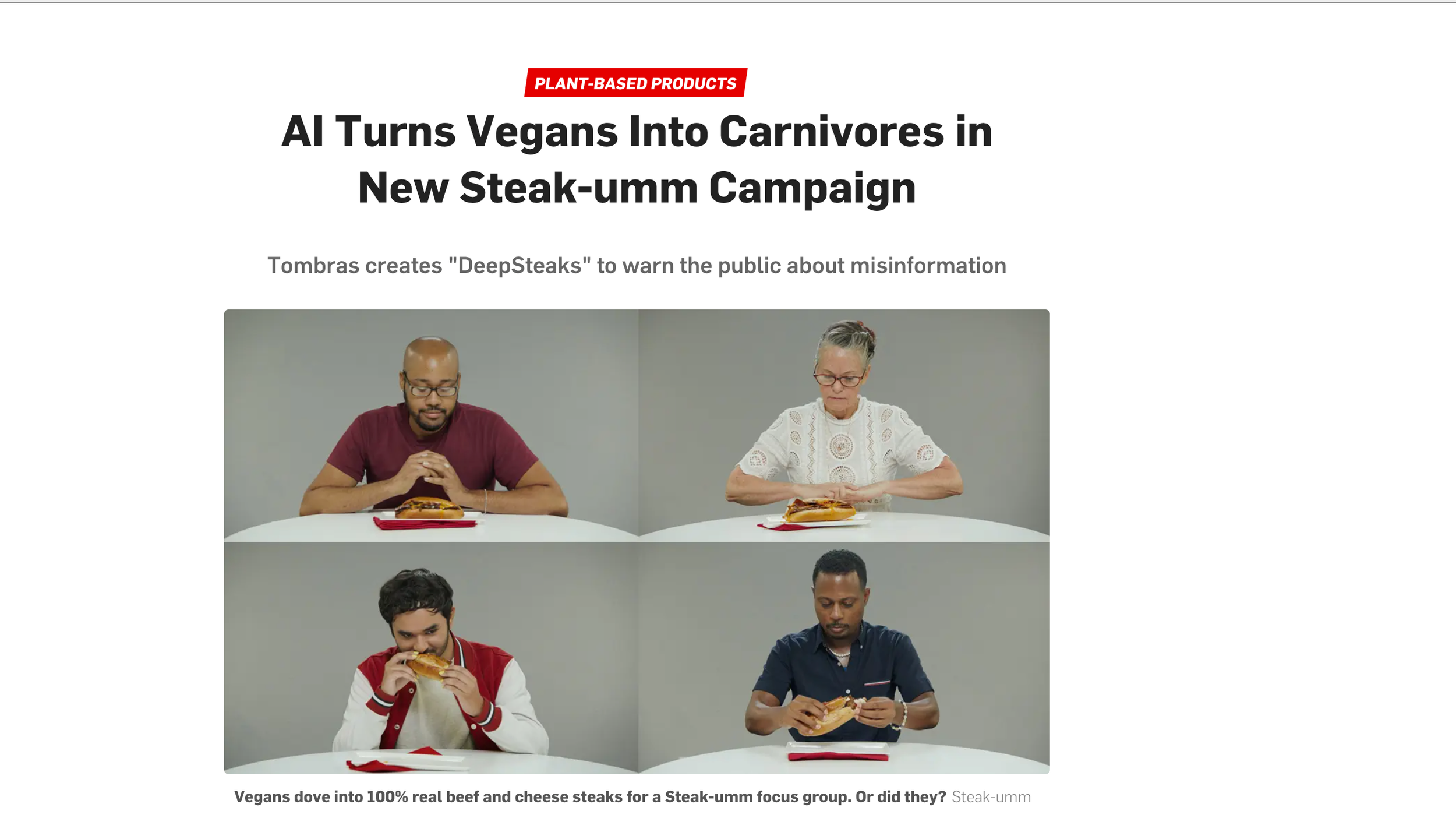 Adweek: Tombras Deepfakes Vegans in New Campaign for Steak-umm