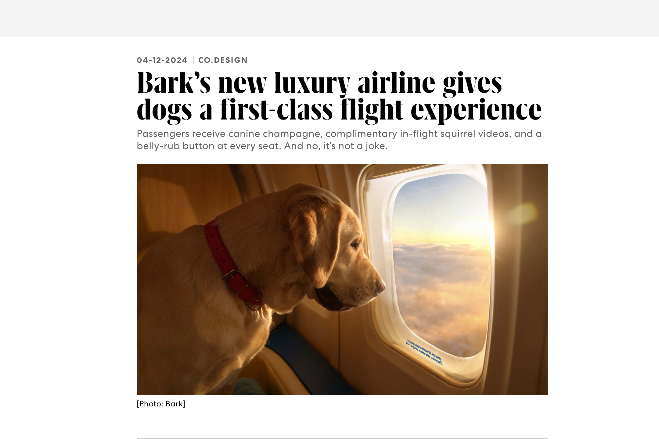 Fast Company: Tombras Partners with Bark to Create Airline for Dogs