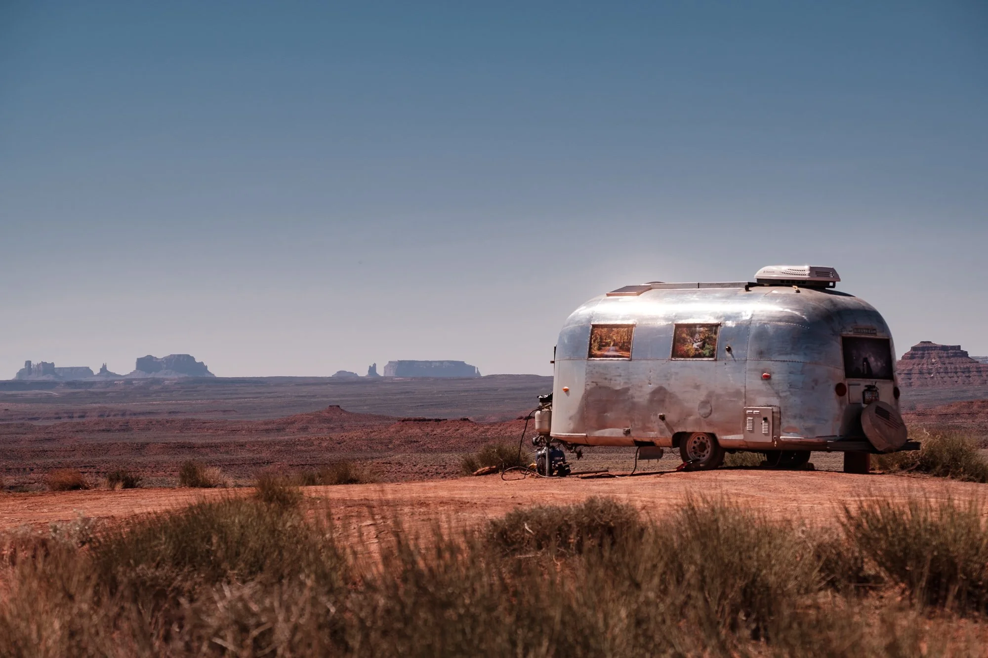 SIlver Camper, Monument Valley, Utah