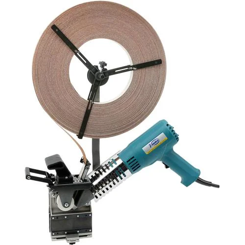 The handheld edge bander I now have, with a roll of banding. This can apply rolls as wide as 2", which come in just about any wood species (as well as a variety of melamime colors).