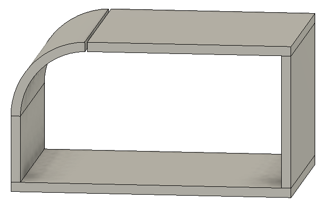This simplified drawing zeros in on the error in the quarter round plywood, which I worked around by trimming the longer side by about 1/4”.