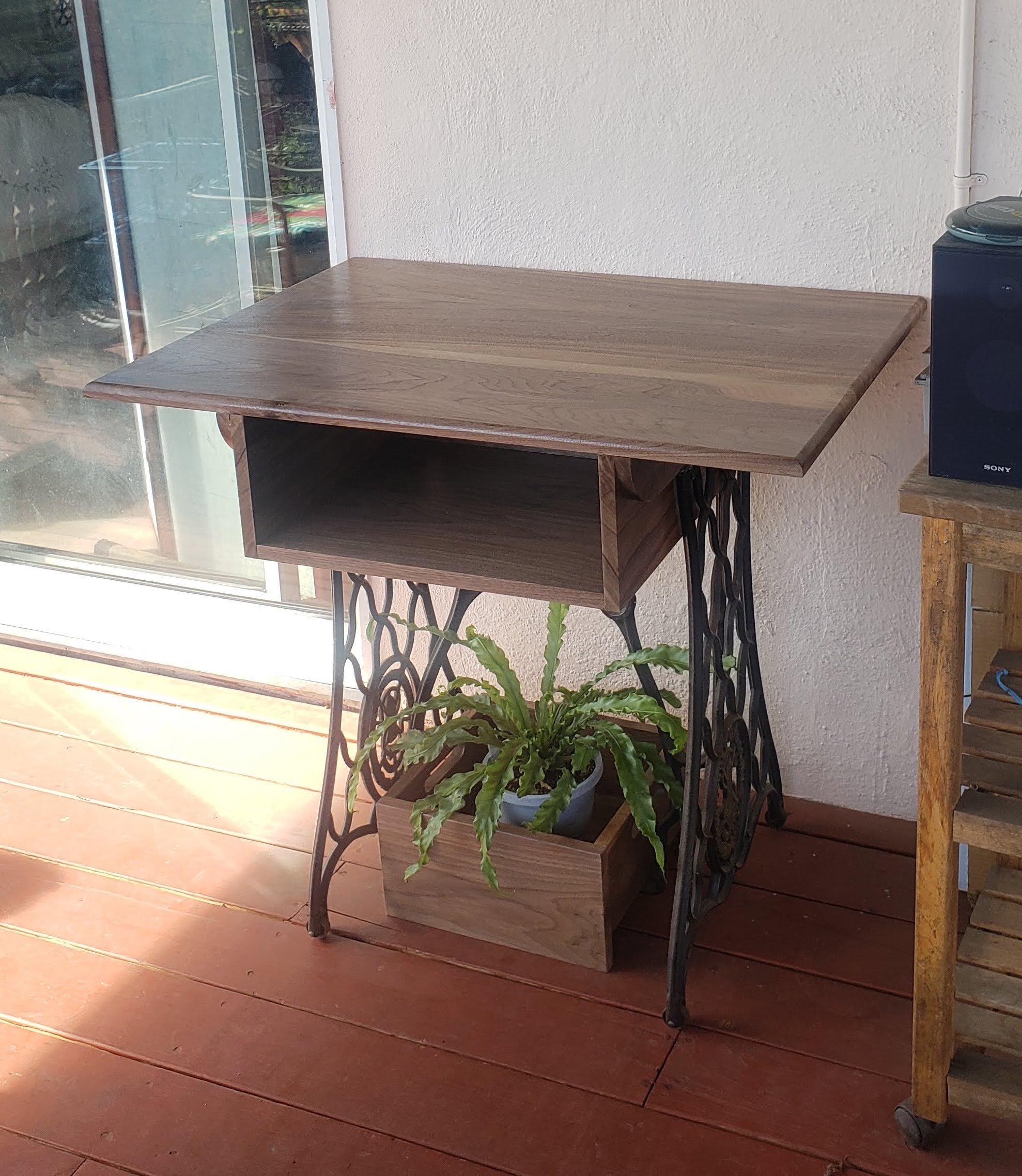 Walnut Table for Antique Singer Legs