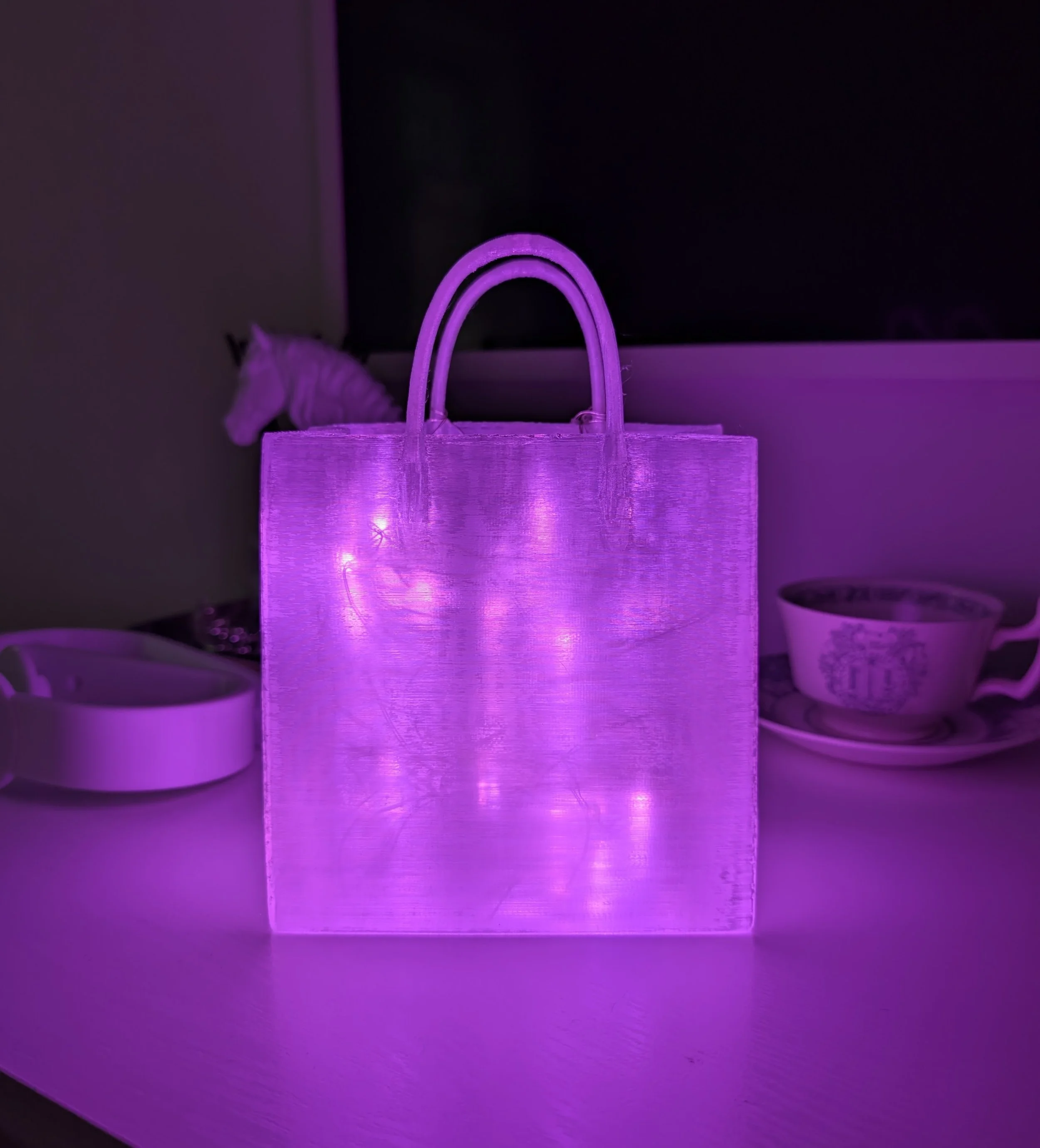 ... with pink fairy lights.