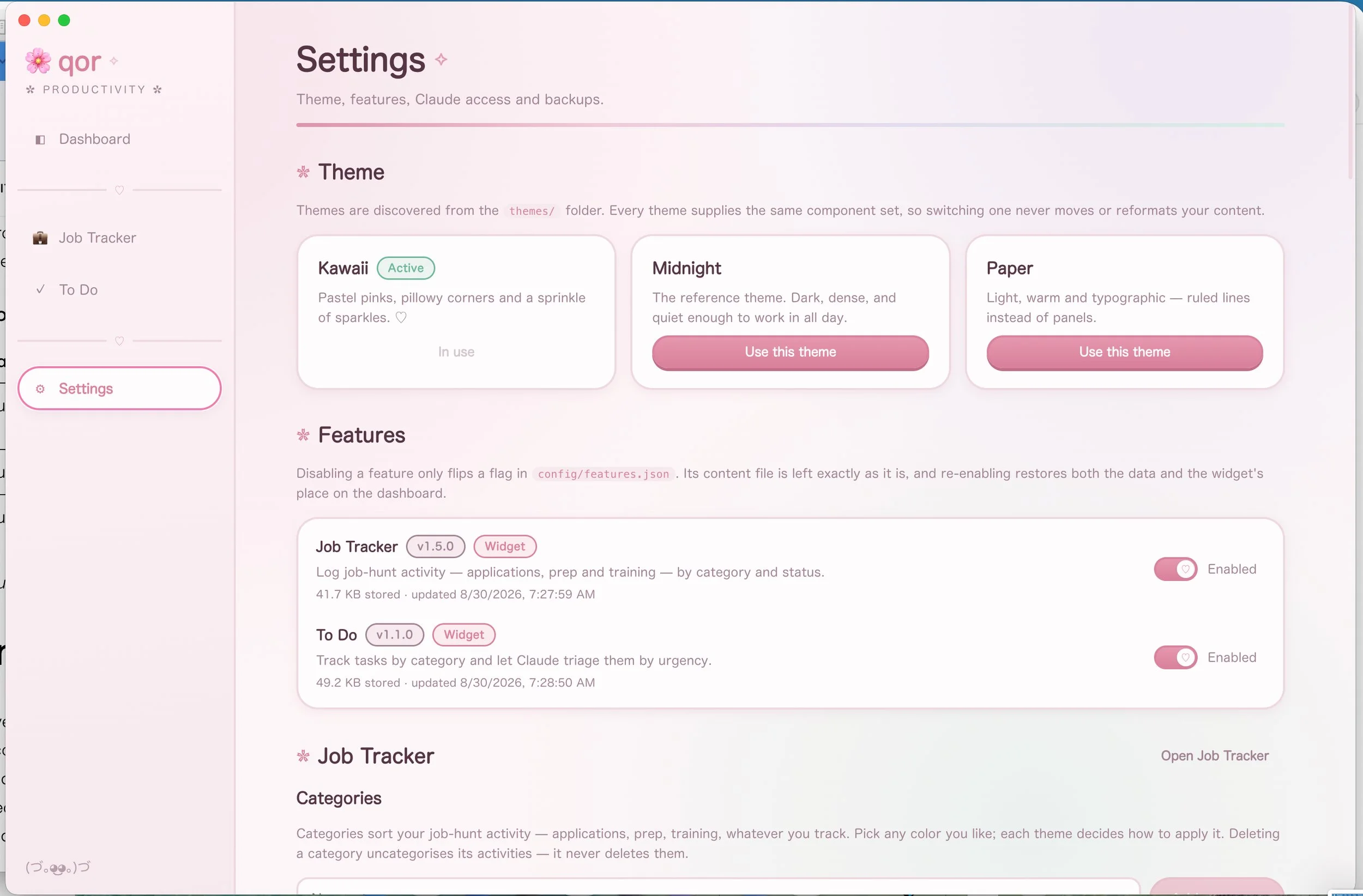 Settings Page
