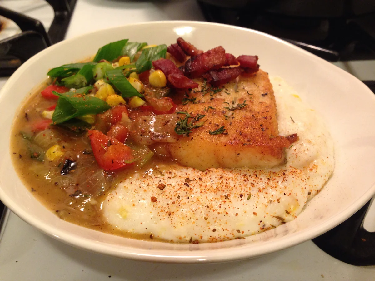Fish & Roasted Corn Grits
