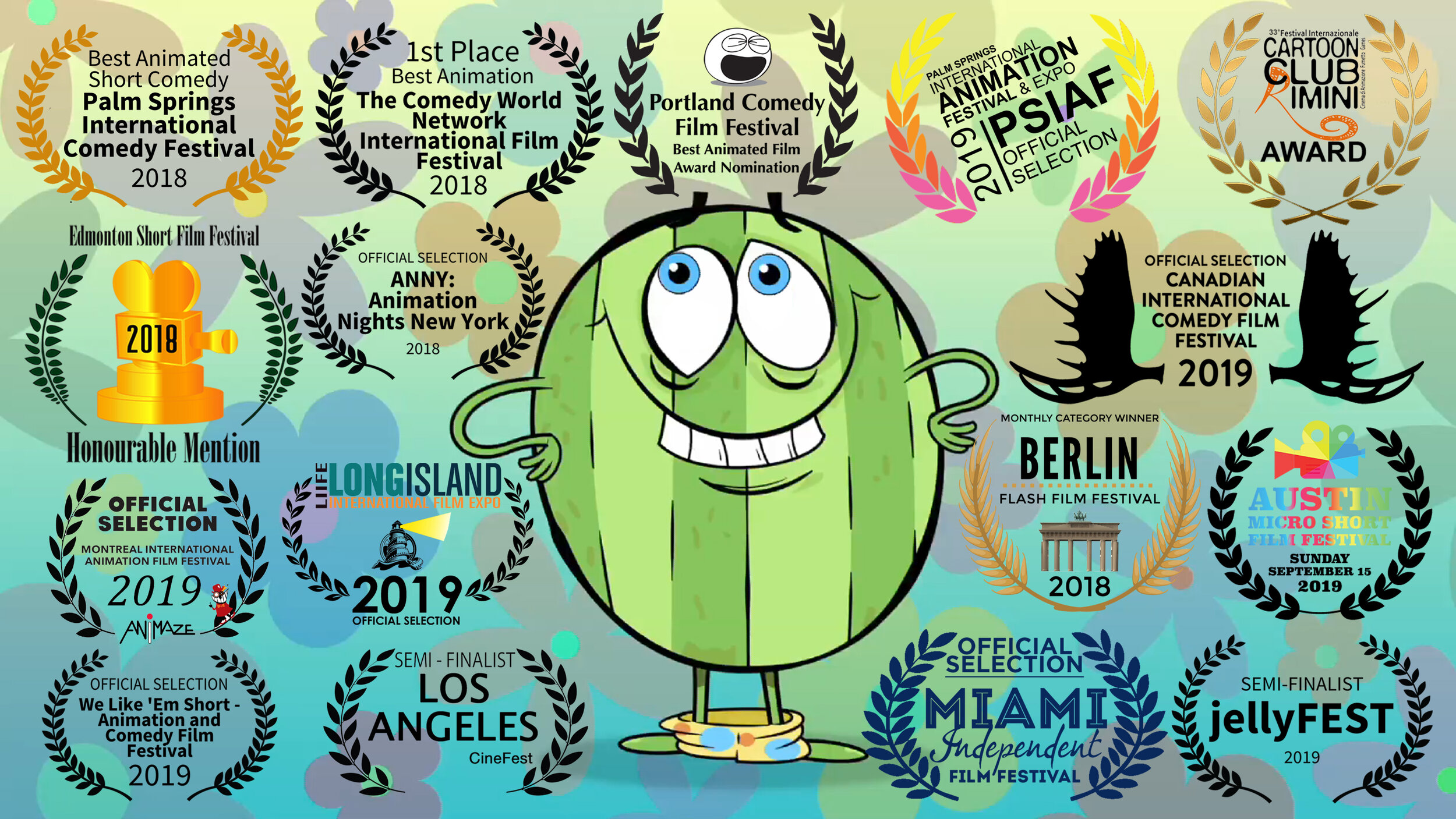 The festival laurels page from the Melon Shorts