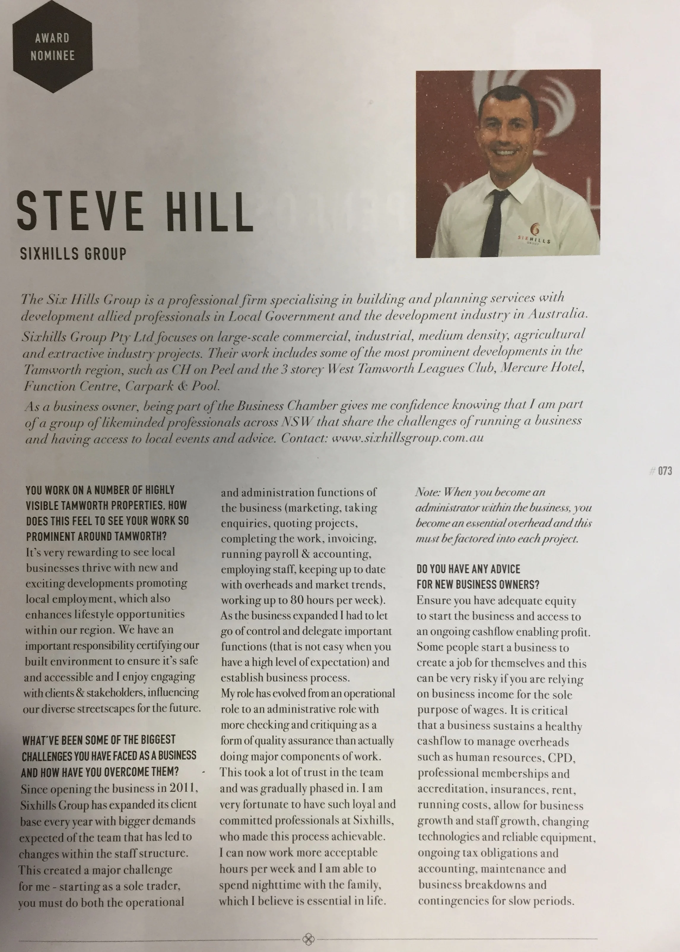 Sixhills Group Published Interview Downtown Magazine
