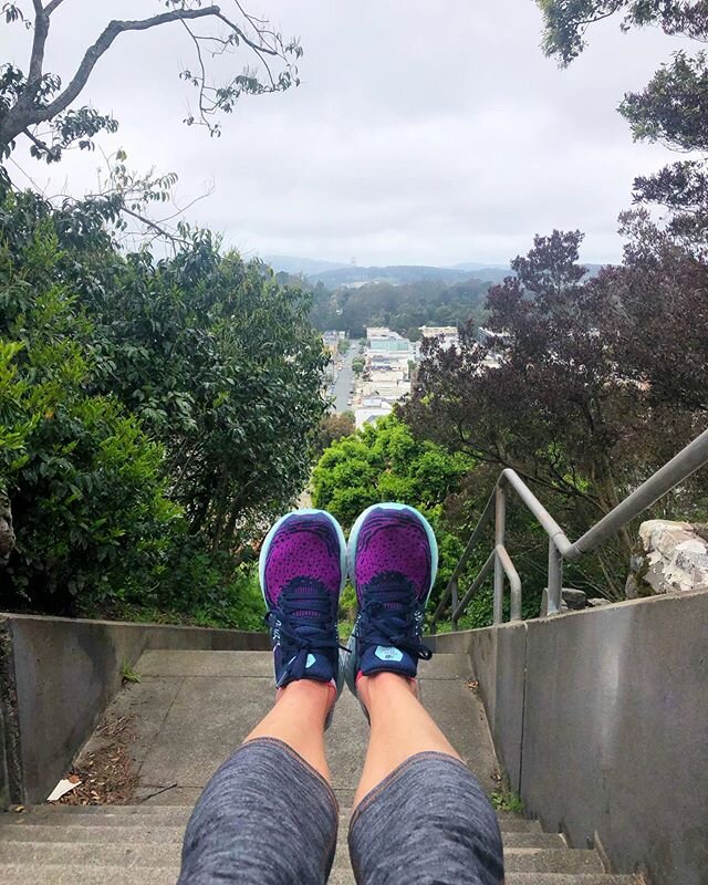 Very satisfying run: new kicks, my fave stairways, and REO Speedwagon radio on Pandora 💪 Our family is training for the @presidioymca annual trail run which has gone virtual this year- run/walk a course in your neighborhood, wherever that is!