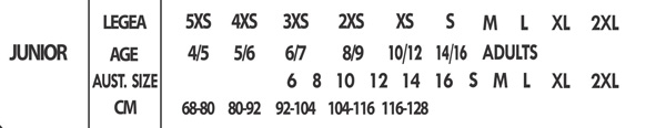 Legea Size Chart