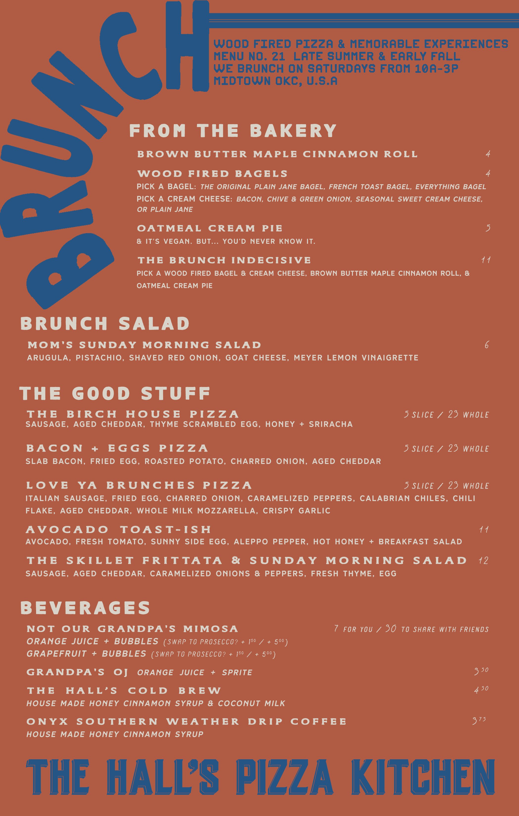 MENU — The Hall's Pizza Kitchen