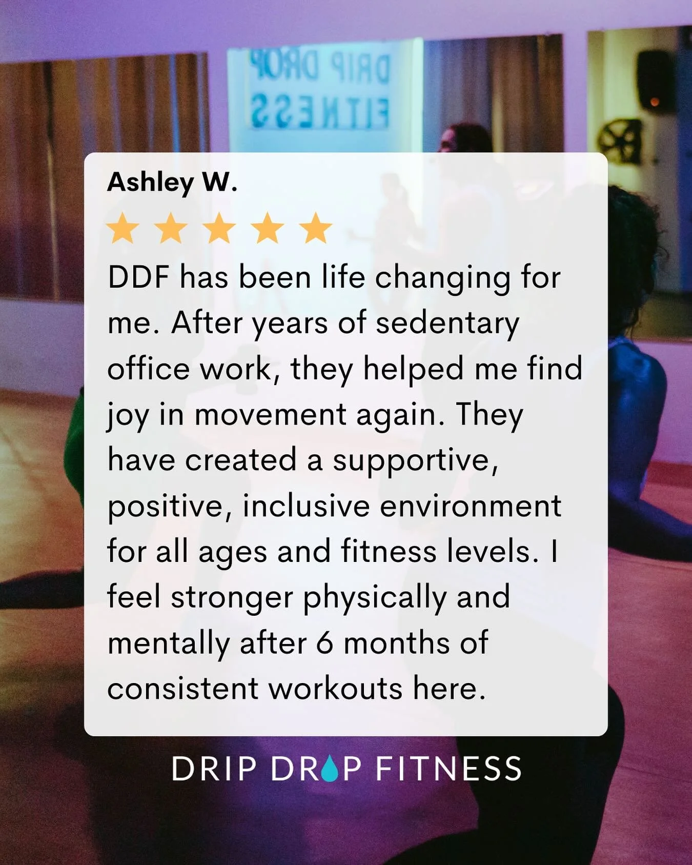 We want to help you find JOY in your life through movement &amp; community! 🩵✨ 

#clientreview #ddf #groupfitness #review