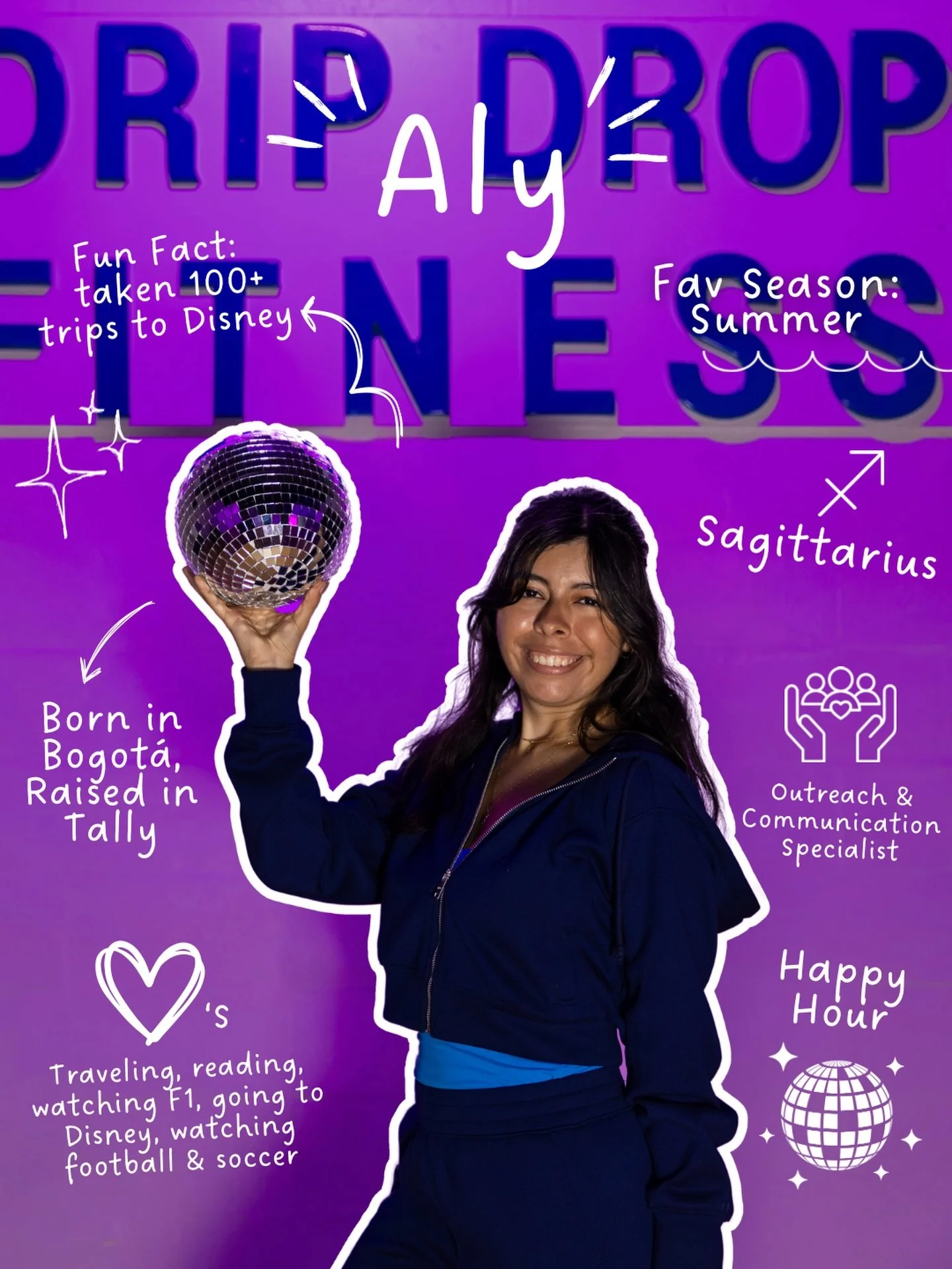 You know her, You love her&hellip;. Learn more about Drop Master, Aly 🩵✨ &amp; take her energetic Happy Hour class if you haven&rsquo;t yet!! 

#instructor #groupfitness #dancecardio #fitness