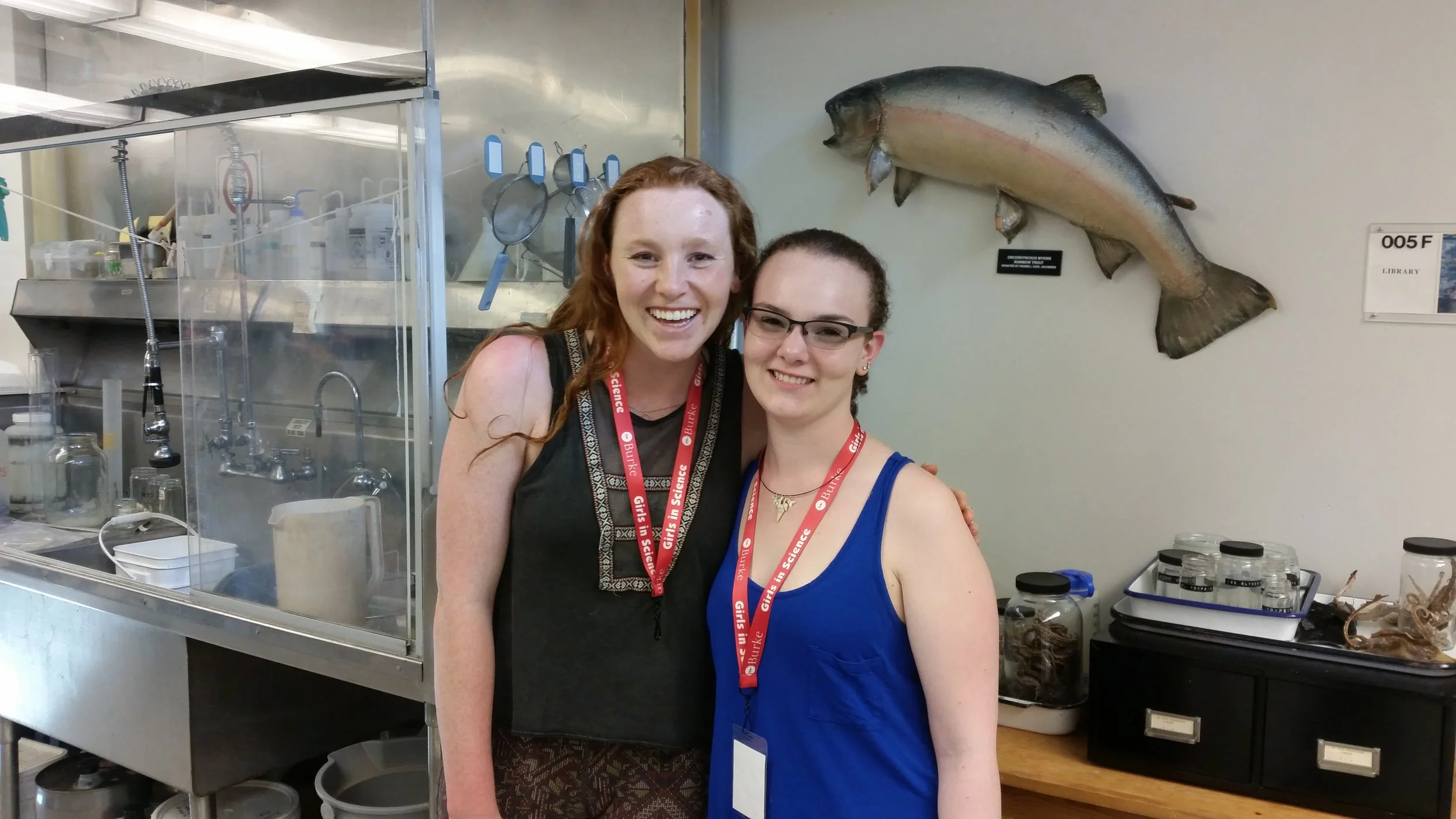 UW Fish Collection staff members and part of the Girls in Science training team, Jalene Weatherholt and Sarah Yerrace.