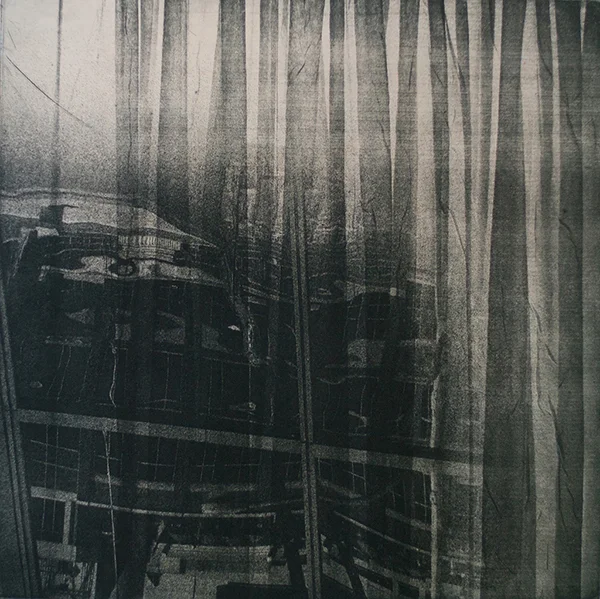 Window Shadows #17 Watercolour and etching 11 3/4” x 11 3/4” April 2018 Rag paper