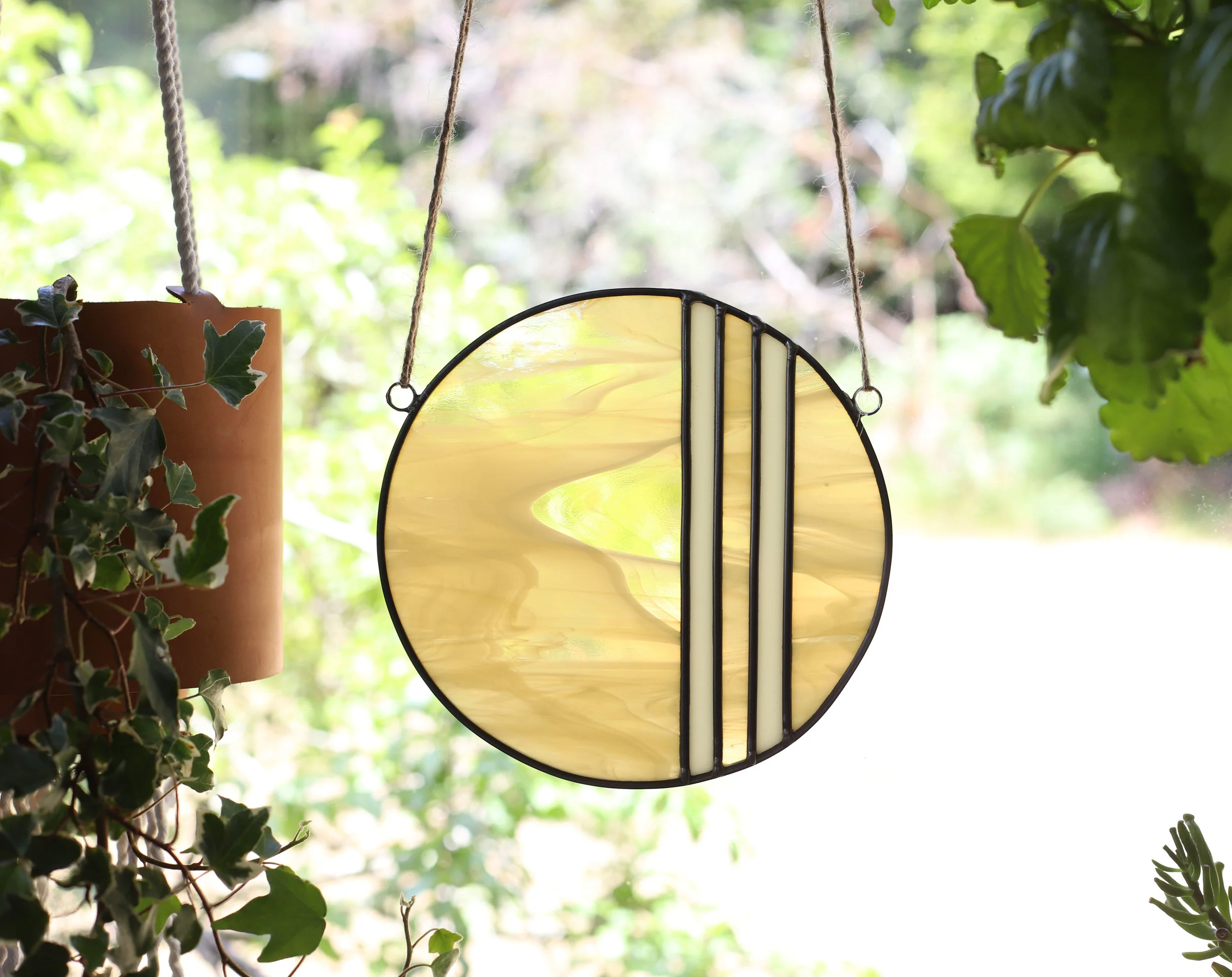 Striped Circle // www.bandsofcolor.com // Original Stained Glass Circle