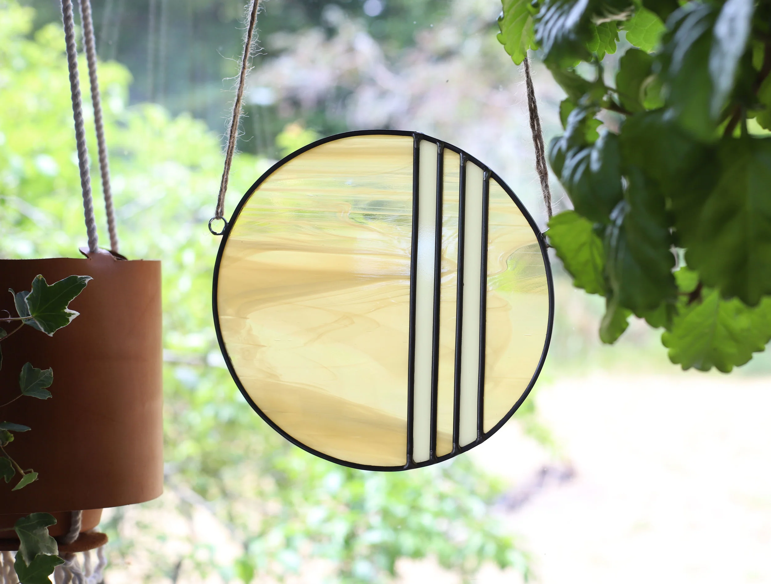 Striped Circle // www.bandsofcolor.com // Original Stained Glass Circle