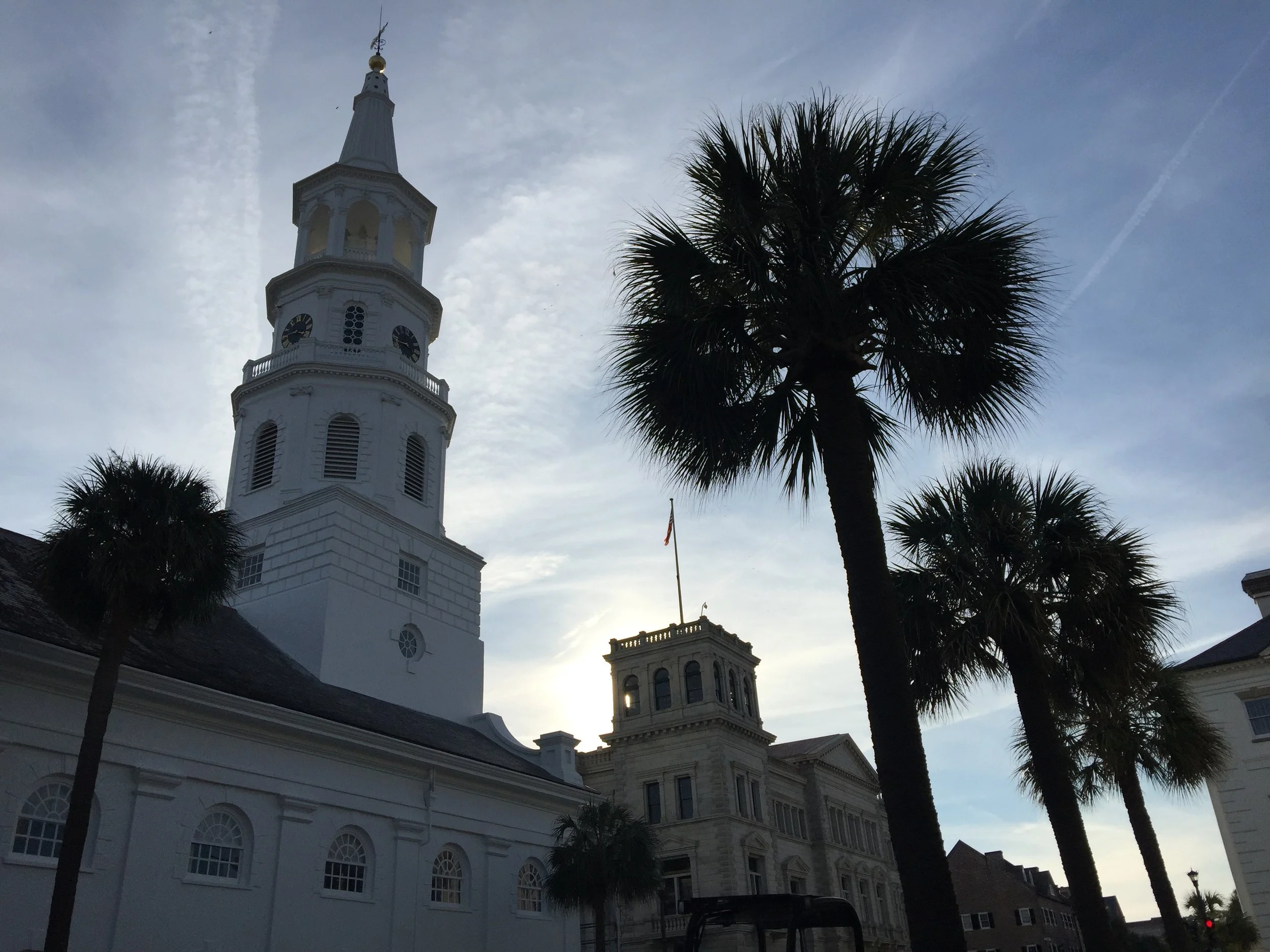 St. Michael's Episcopal Church (L) and Old Post Office (R) on Broad Street.