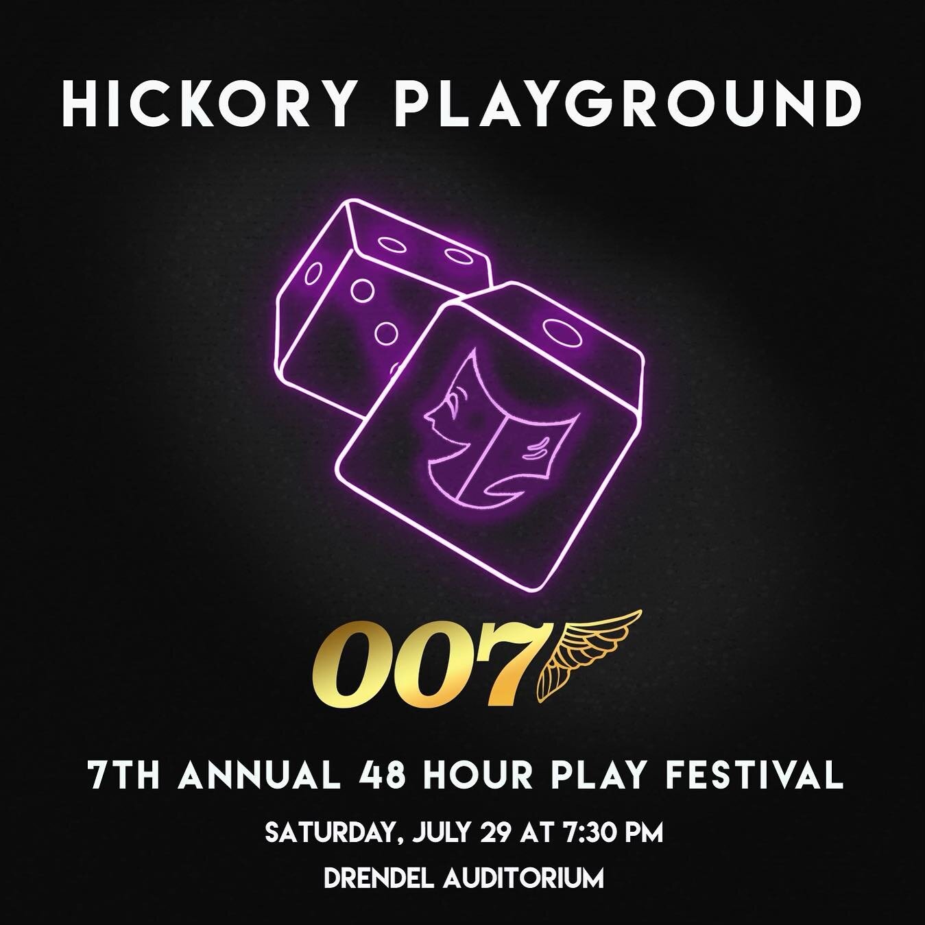 Top Secret Mission: Playground Royale! 🎲

Join us on July 29 at 7:30PM at the Drendel Auditorium for the 7th Annual Hickory Playground Theater Festival! Free tickets are available at the door with a suggested donation and all our proceeds go directl