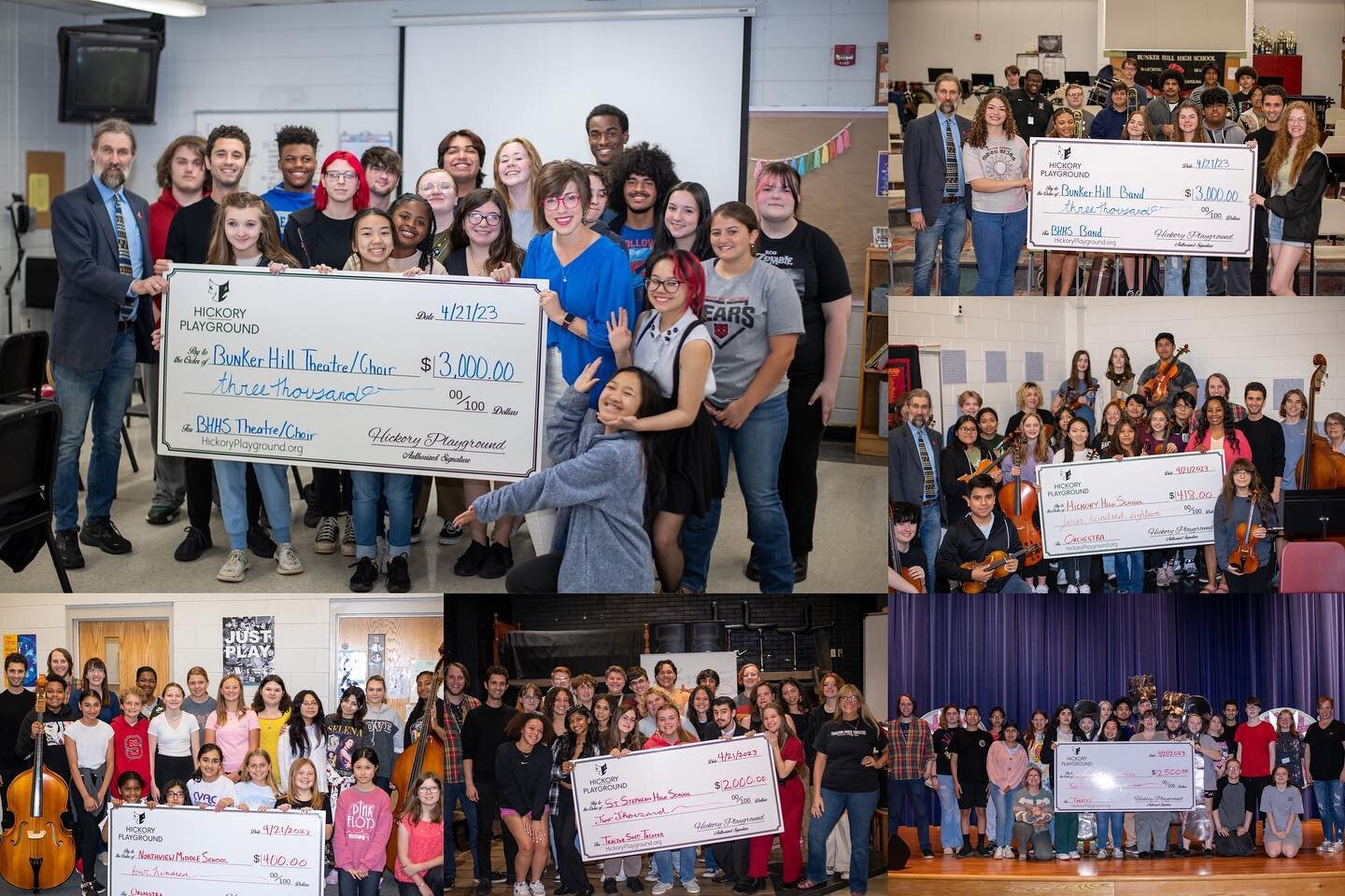Another $12,000 given back to arts departments in North Carolina! We&rsquo;ve now donated $69,000 to schools in our community. The best way to support us to attend our 7th Annual Theater Festival on July 29!! Link in bio :)