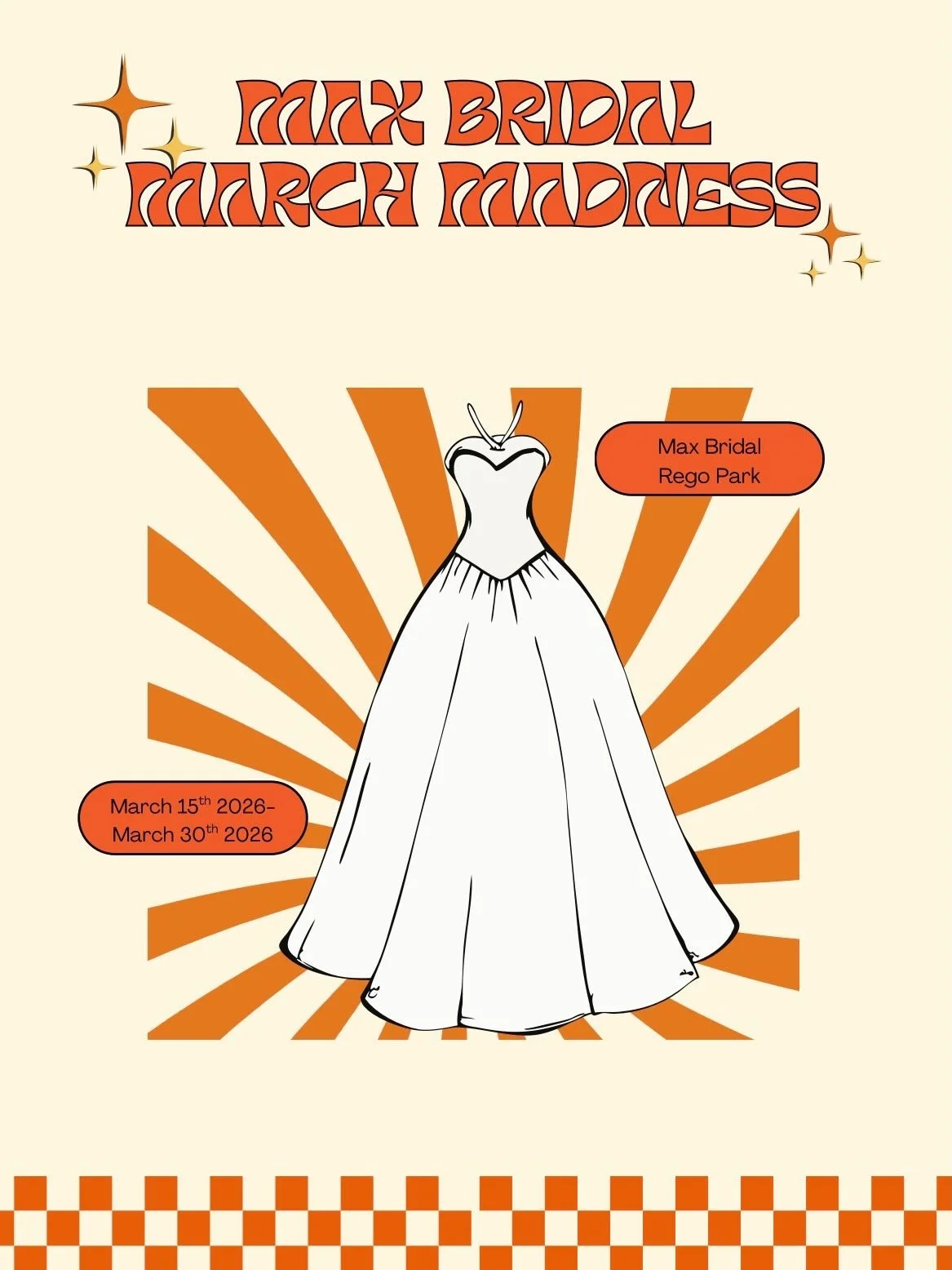 ‼️🏀ATTENTION FUTURE MAX BRIDES OF QUEENS🏀‼️ 
Are you looking for the dress of your dreams? Look no further because these slam dunk deals are ones you wont want to miss! 

Each week the deals on your select floor sample gown will get even sweeter at