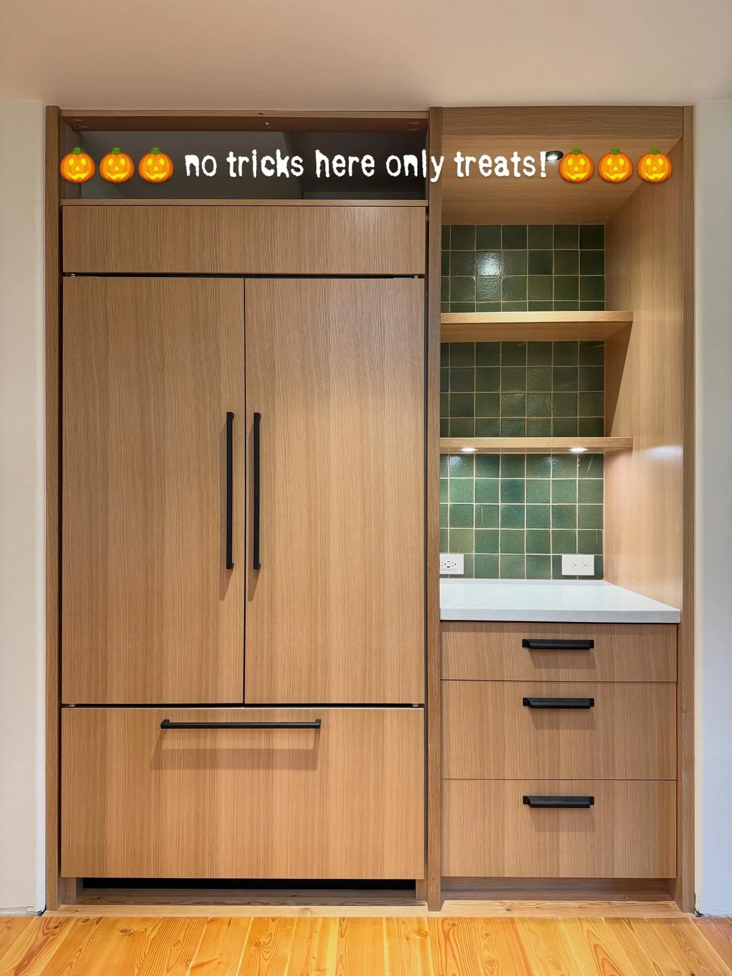 Our clients got a Halloween treat today as their long awaited @subzeroandwolf panel fridge got installed by @juddandblack! Putting the finishing touches on this kitchen and bath, more pics to come!

#pnwbuilders