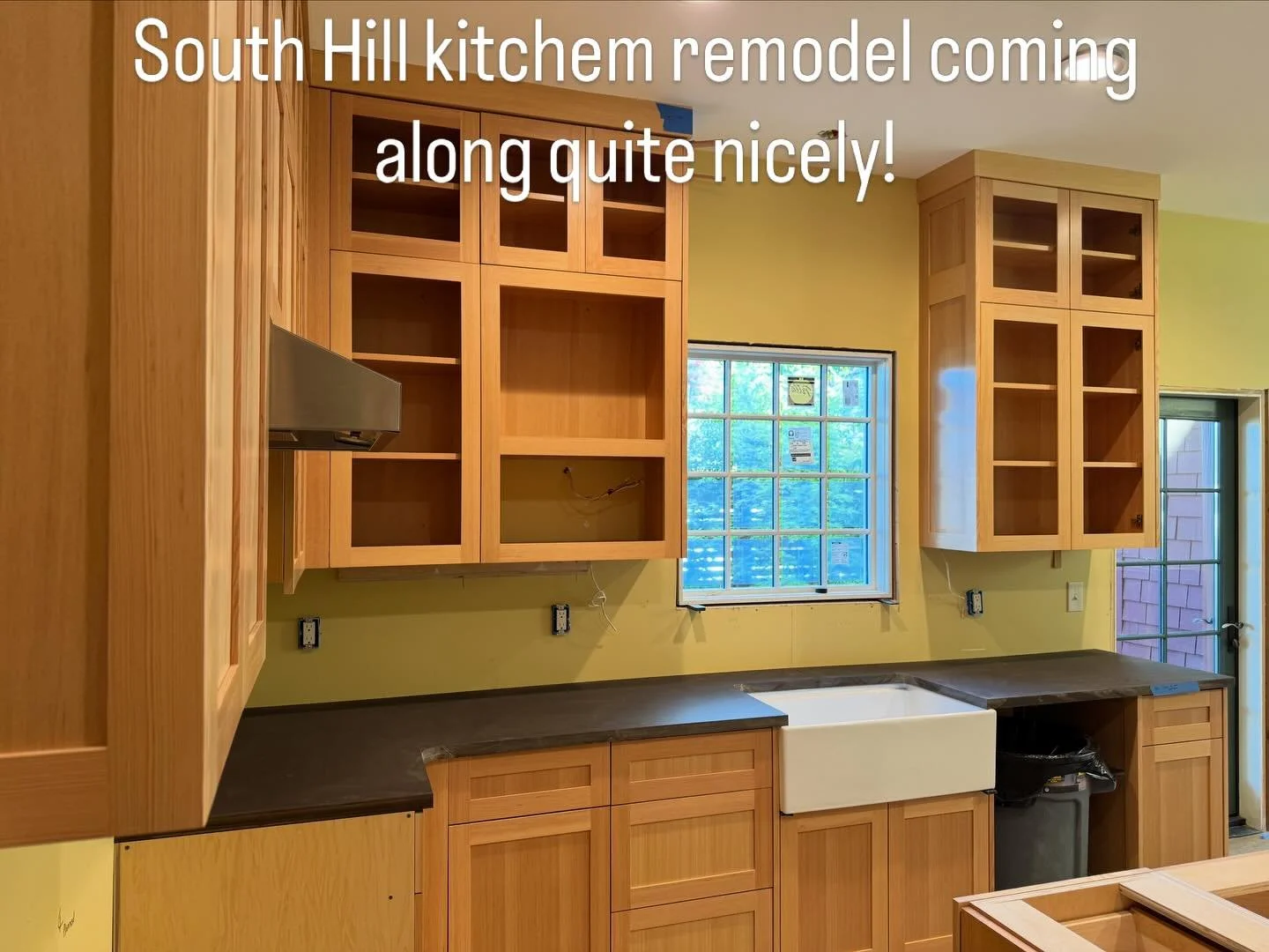 One of our projects right now is the remodeling of an early 1900's house in the South Hill neighborhood. Keeping with earthy tones with good ol' shaker fir cabs, and brown Paperstone countertops. Cabinets in-house by our keen-eyed and detailed crafts