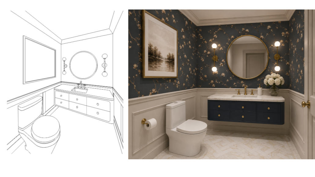 Powder Bath renovation in Corte Madera perspective and inspiration image by Studio SQUIRE
