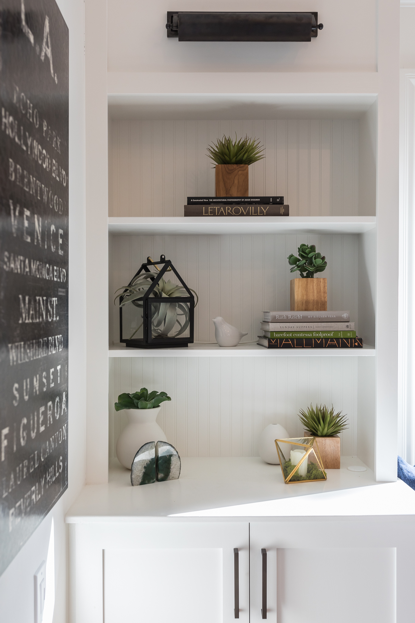 Studio SQUIRE | Marin County and SF Bay Area Interior Design Firm | Marin Project | Modern Living Room Design | Custom Built-In Cabinetry | Bookshelf Styling Details