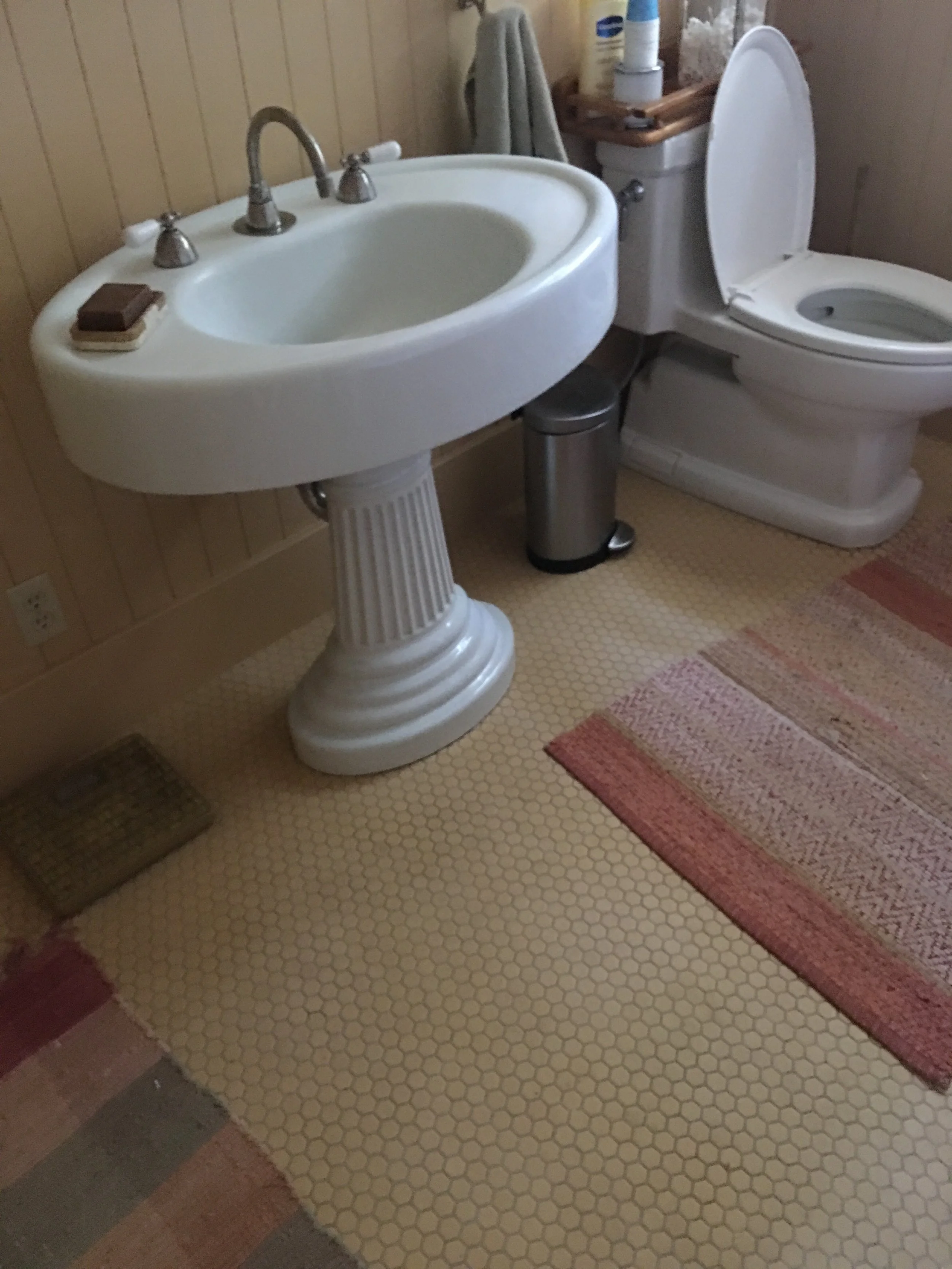 Bathroom renovation before photos in Sausalito designed by Marin interior designer Studio SQUIRE featuring Existing Features