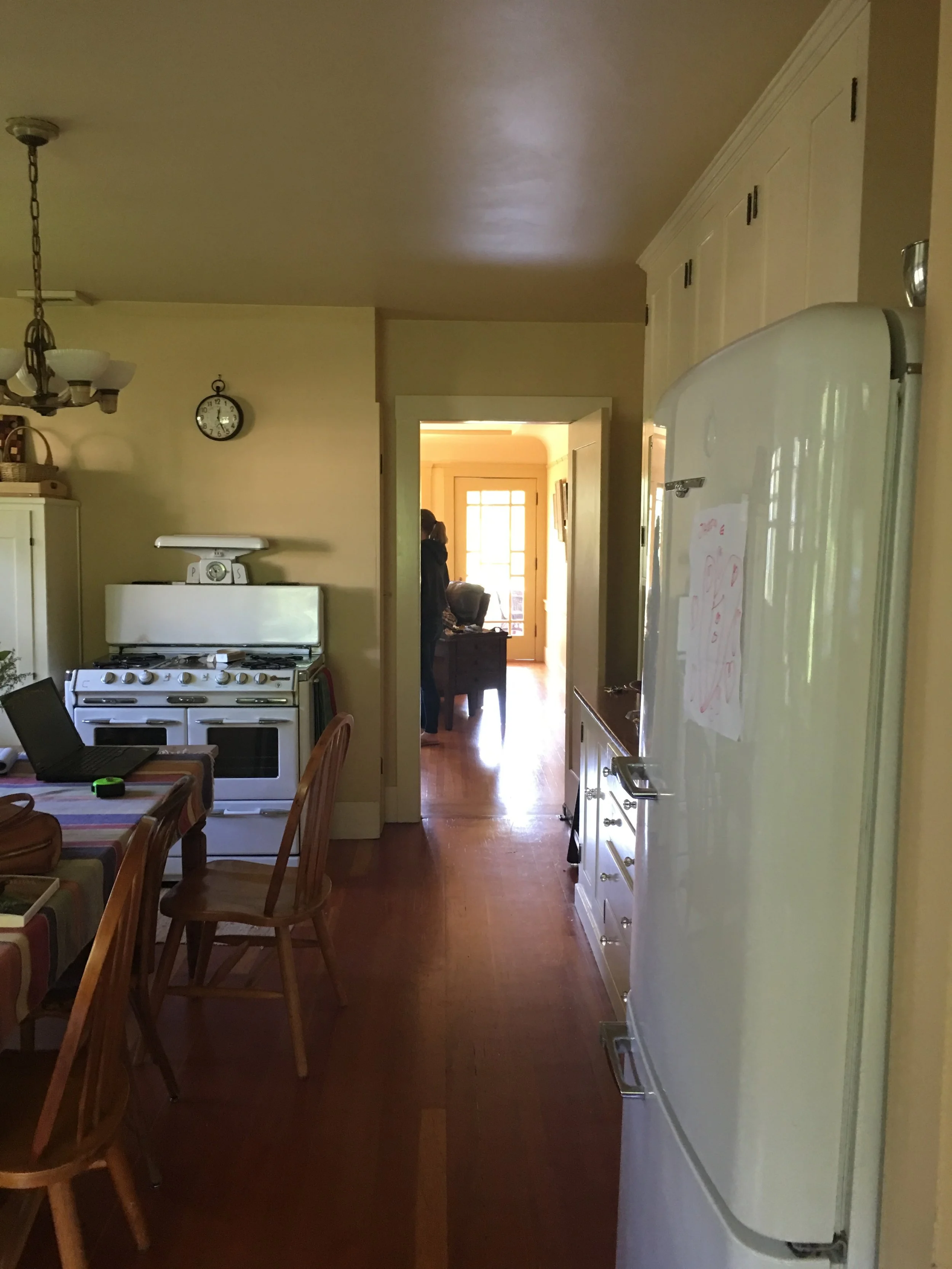 Kitchen renovation before photo in Sausalito designed by Marin interior designer Studio SQUIRE featuring Outdated Appliances and Existing Finishes
