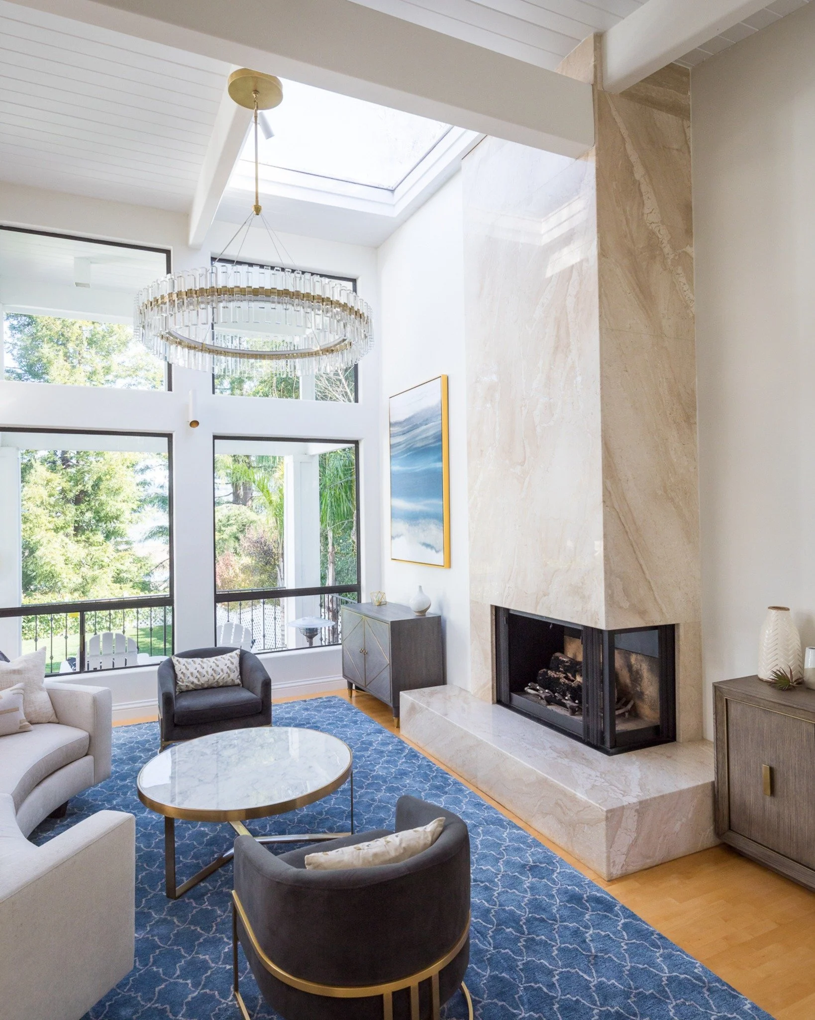 Large open living rooms usually don&rsquo;t need more furniture. They need better proportion.

In a space like this, the goal is to make a great room feel warm, grounded, and comfortable while still highlighting the architecture.

If you&rsquo;re pla