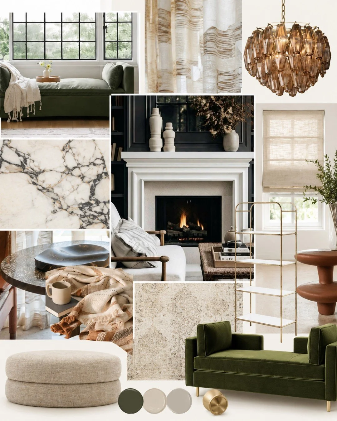 This entrance lounge is an exploration of contrast, warmth and quiet sophistication creating a space that feels considered from the moment you step inside.

The inspiration begins with a rich, earthy palette of olive green, warm ivory and soft neutra