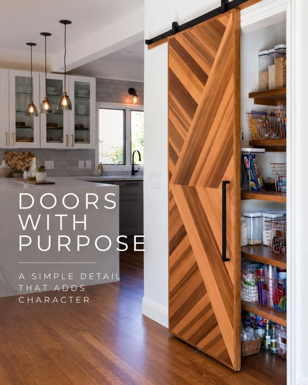 A door doesn&rsquo;t have to disappear into the background.

In a home with a clean, minimal foundation, the right architectural detail can introduce warmth and character without adding unnecessary visual noise. Here, a custom wood barn door transfor