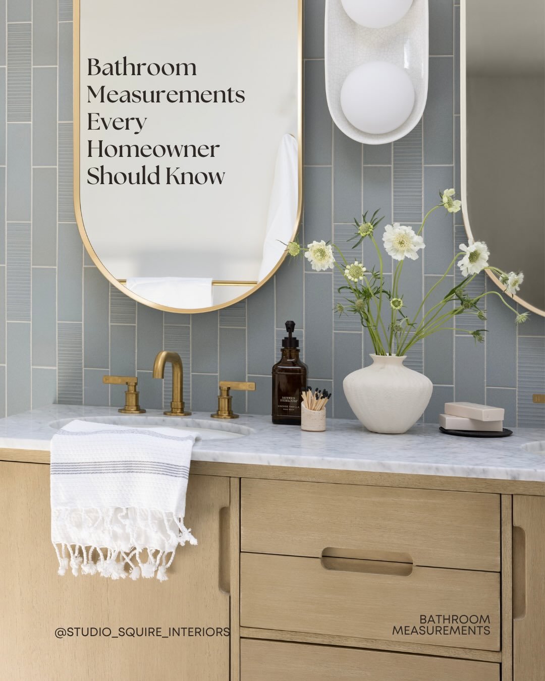 The difference between a bathroom that feels right and one that feels a little off usually comes down to a few inches.

Swipe for the standard starting points. Then remember they are just that: starting points. Who uses the room, the mirror and fixtu