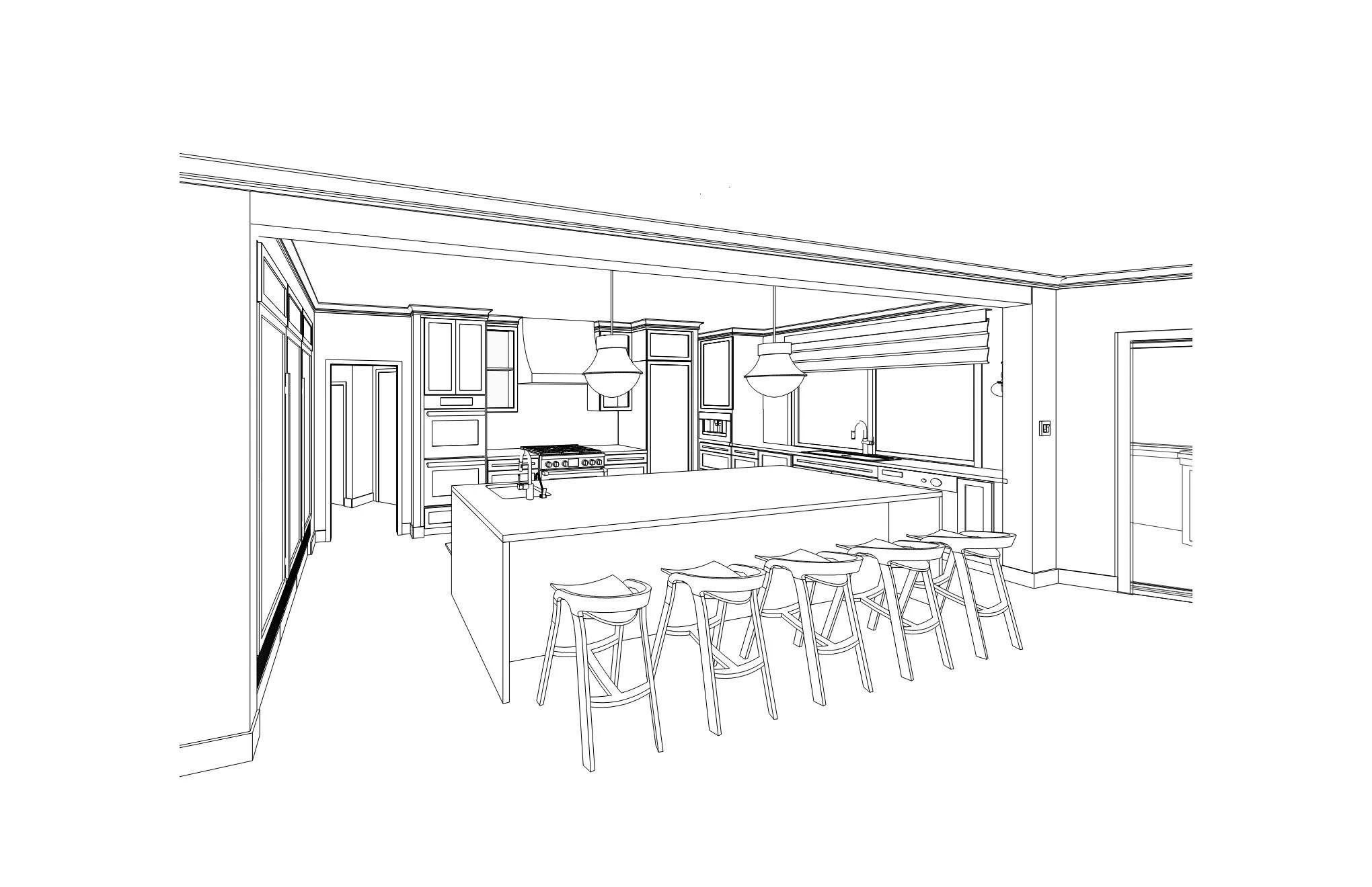 Kitchen renovation in Corte Madera perspective by Studio SQUIRE