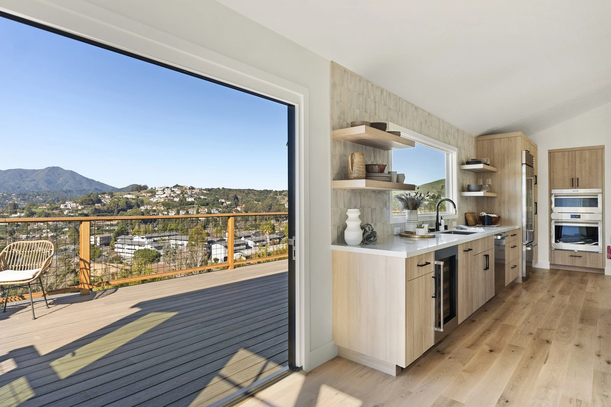 Studio SQUIRE | Interior Design | Marin and SF Bay Area | Belvedere-Tiburon, CA | Open Plan Kitchen Design with Large Folding Door