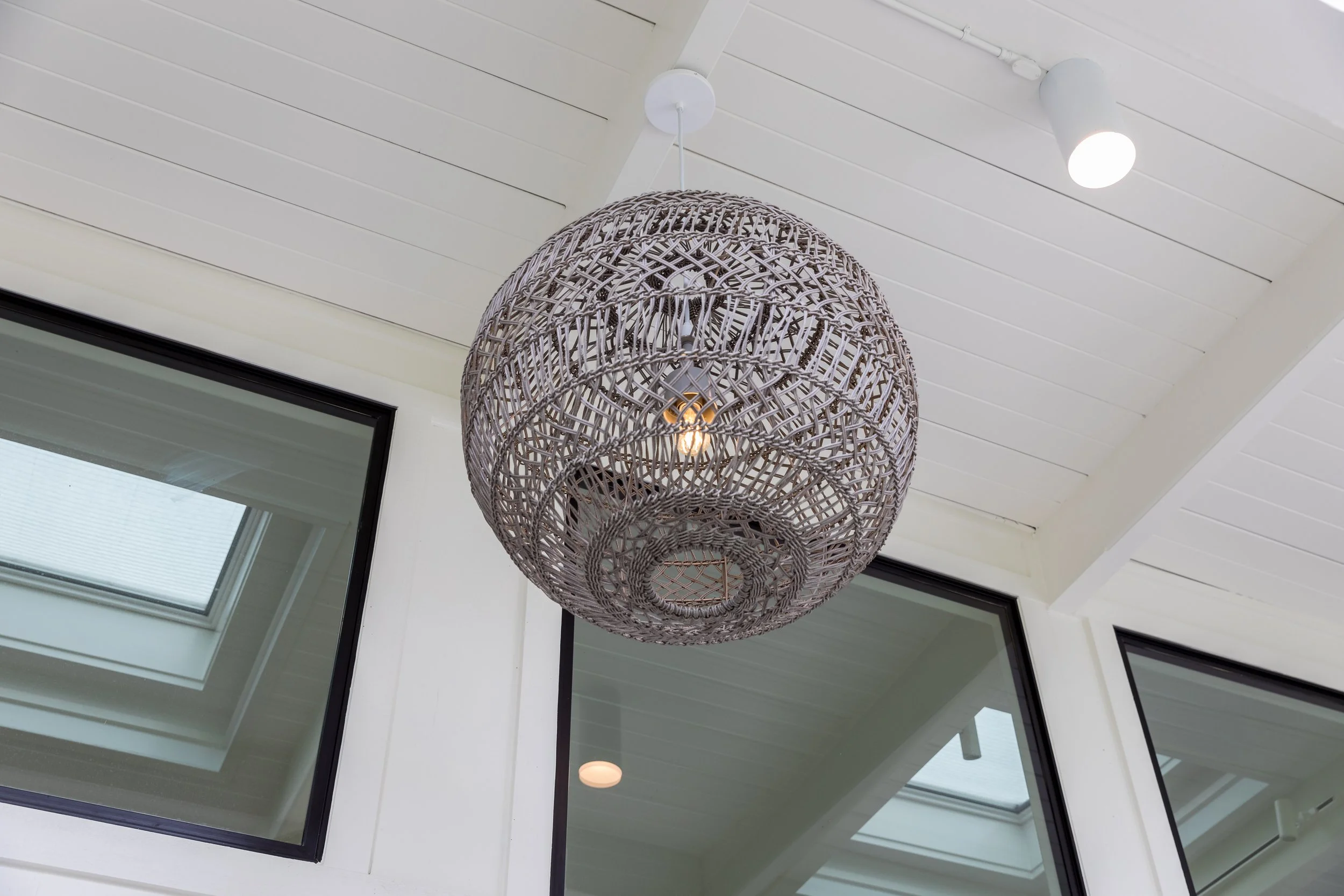 Studio SQUIRE | Interior Design | Marin and SF Bay Area | Mill Valley, CA | Large Rattan Fixture