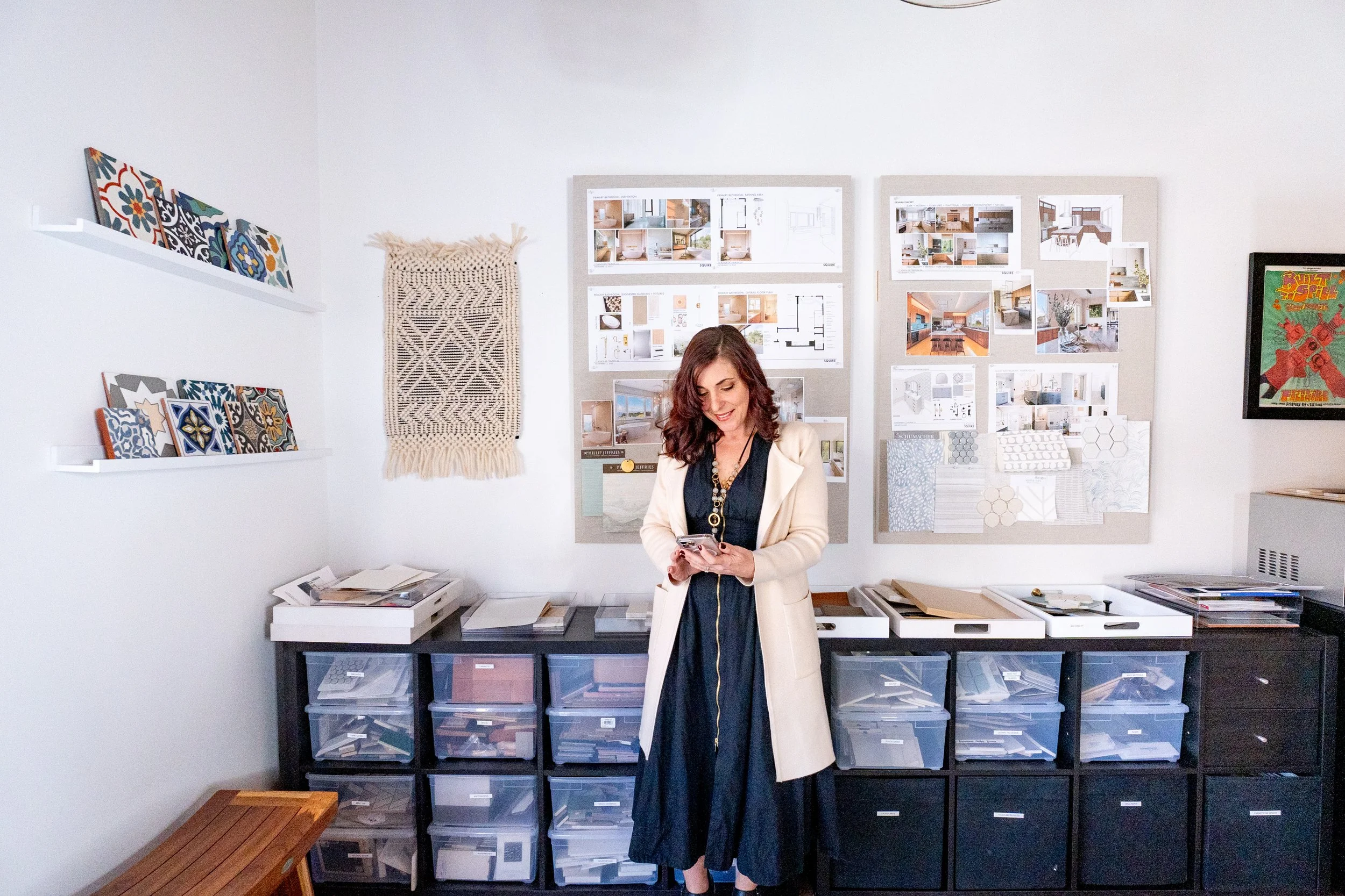 Marin interior designer, Michelle Squire, in her downtown San Rafael office Studio SQUIRE, serving clients in Marin county and the San Francisco Bay Area.