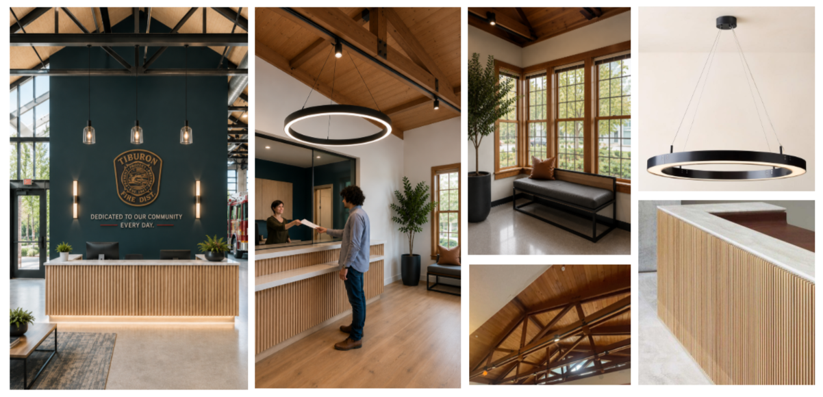 Tiburon Fire Station #11 renovation in Tiburon lobby inspiration board by Studio SQUIRE