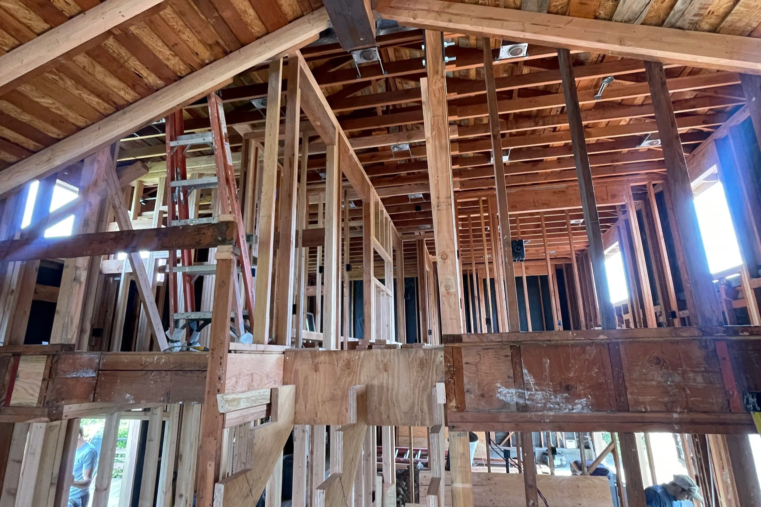 Home renovation in Tiburon designed by Marin interior designer Studio SQUIRE featuring Construction Progress.